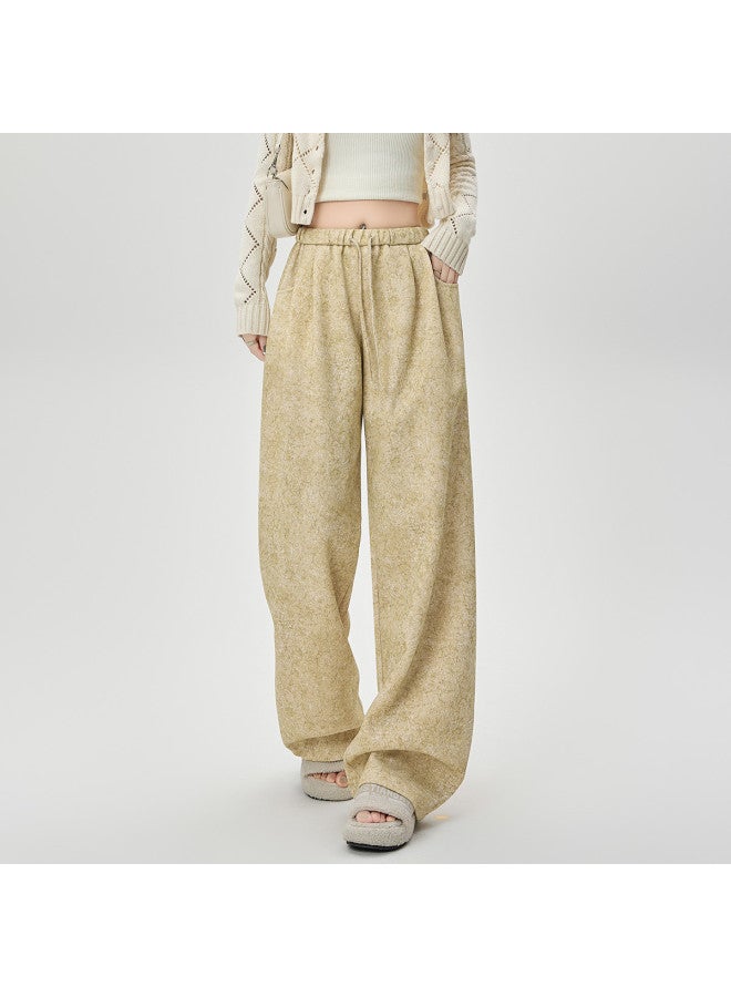 Hstyle Lazy Style Yamamoto Pants Women's Spring/autumn 2025 Drop-crotch Slimming Versatile Dirty Dye Casual Wide-leg Pants - Image 4