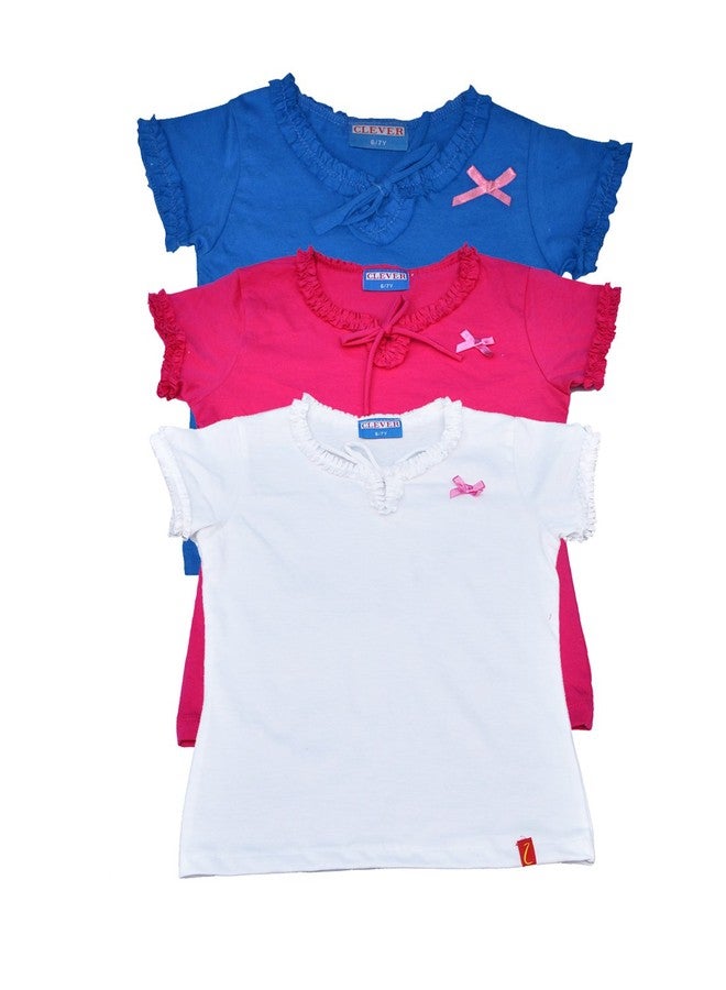 CLEVER Baby Girl's Tshirt (12-18 Months) Pack of 3 Multicolour - Image 1