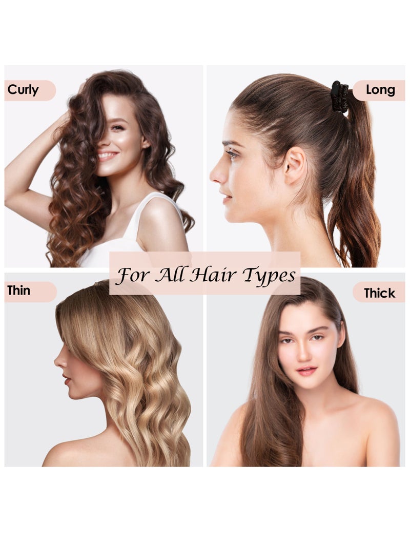 إيلور ربطات شعر حريرية ساتان من ELAUR للنساء والفتيات | تمنع التجعد والتموج | إكسسوارات شعر ناعمة | ربطات شعر رفيعة | ربطة شعر حريرية باللون الأسود | عبوة من 6 قطع (أسود) - Image 3