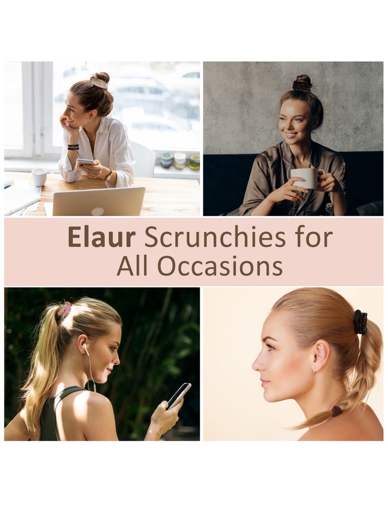 إيلور ربطات شعر حريرية ساتان من ELAUR للنساء والفتيات | تمنع التجعد والتموج | إكسسوارات شعر ناعمة | ربطات شعر رفيعة | ربطة شعر حريرية باللون الأسود | عبوة من 6 قطع (أسود) - Image 4