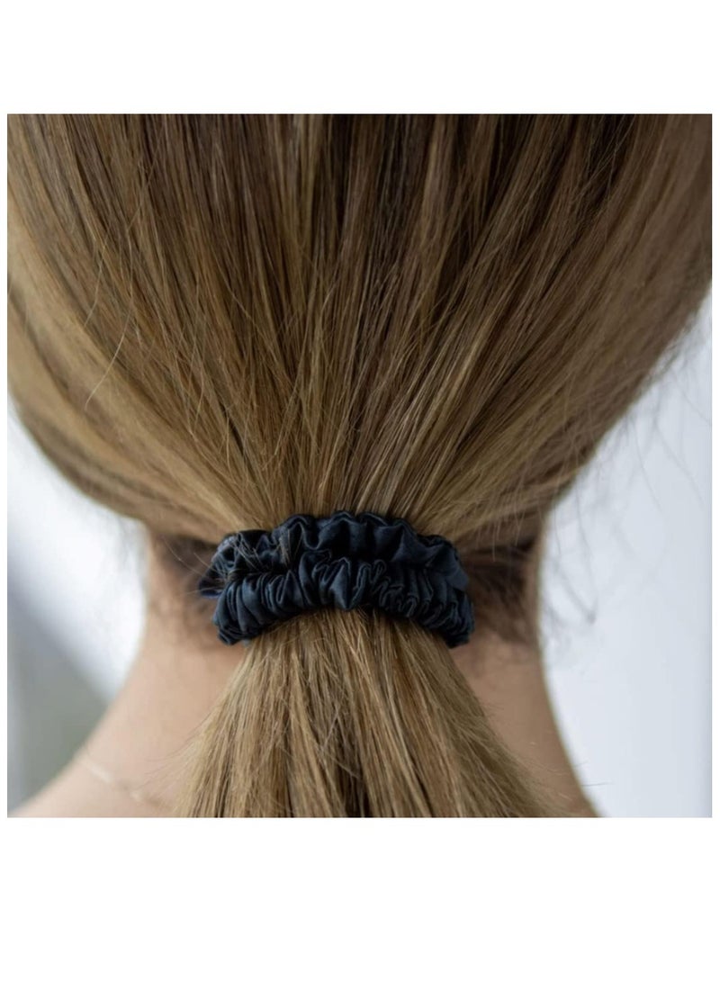 إيلور ربطات شعر حريرية ساتان من ELAUR للنساء والفتيات | تمنع التجعد والتموج | إكسسوارات شعر ناعمة | ربطات شعر رفيعة | ربطة شعر حريرية باللون الأسود | عبوة من 6 قطع (أسود) - Image 5