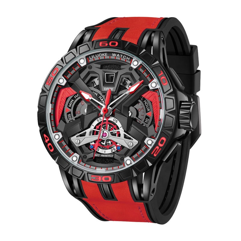 LILUOKE Mens Watches Wrist Watches Luminous Design Big Face Fashion Quartz Black Watch 30ATM Casual Watch for Men Unique Gifts for Men DTLK9017G01 - Image 2