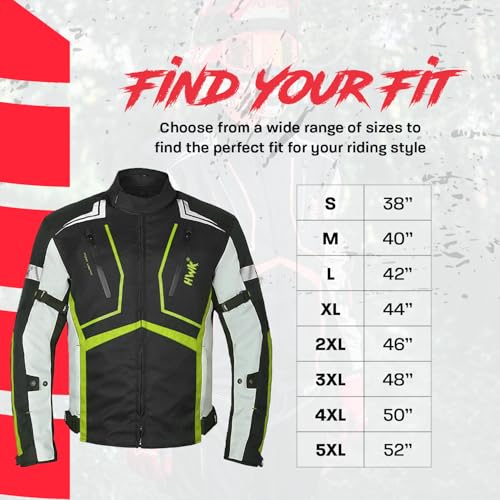 HWK Motorcycle Jacket for Men and Women Scorpion with Cordura Fabric for Enduro Motorbike Riding and Armor Foam Padding for Impact Protection, Dual Sport Motorcycle Jacket - Hi-Vis Green, Small - Image 5