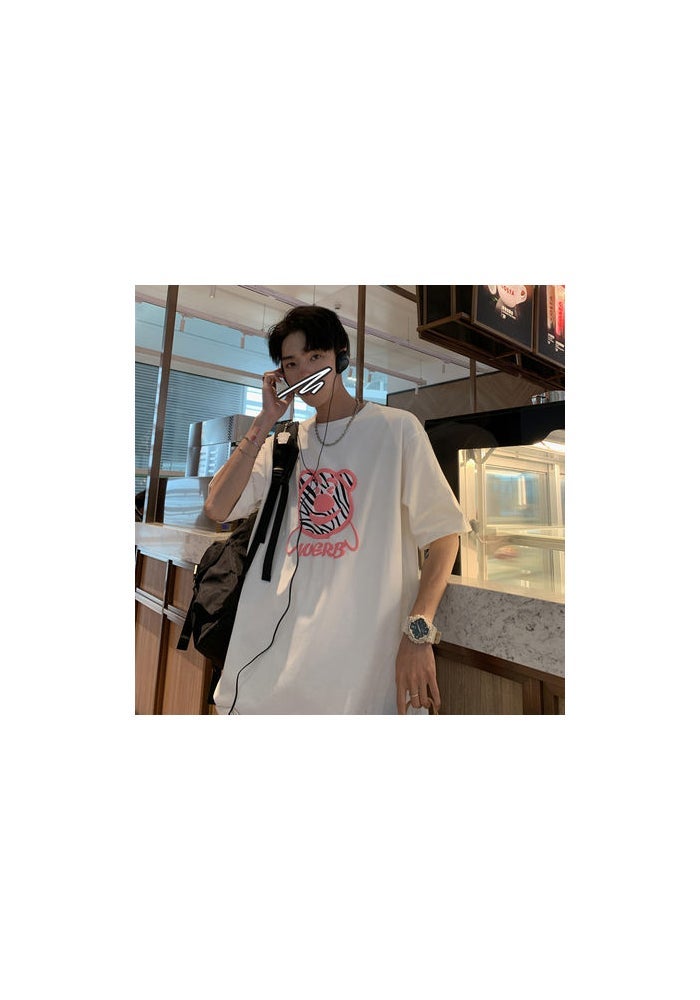 2022 New Style Bear Printed All-Match Short-Sleeved T-Shirt Women's Ins Fashionable Loose Couple's Summer Half-Sleeved Top