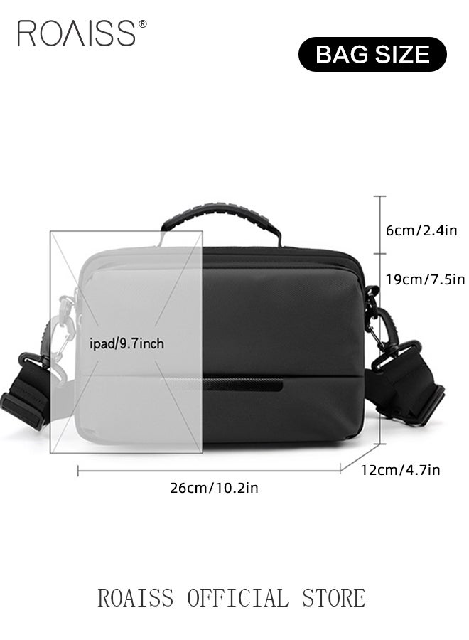رويس حقيبة كتف رجالية بسيطة وعصرية وعصرية وحقيبة كروس بودي أفقية للرجال حقيبة كتف نايلون مقاومة للماء والرطوبة حقيبة صدر للأعمال متعددة الوظائف بسعة كبيرة ضرورية للسفر والتنقل اليومي، أسود - Image 4