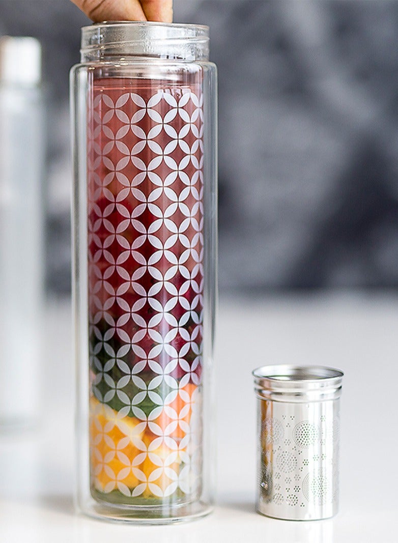 تيلاند البورسليكات تدفق الشاي ماي لين مع غطاء مرشح وفلتر للشاي والقهوة والفواكه والمياه مانعة للتسرب 0.44 لتر أبيض - Image 3