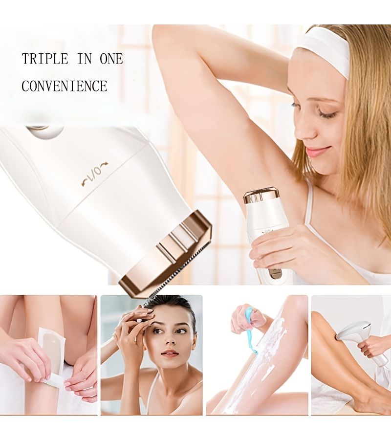Women 3 In 1 Electric Hair Removal Kit With USB Rechargeable Pink Color Facial Hair Remover Nose Trimmer And Body Hair Depilator Gentle Sliding Technology Ideal Gift For Women - Image 3