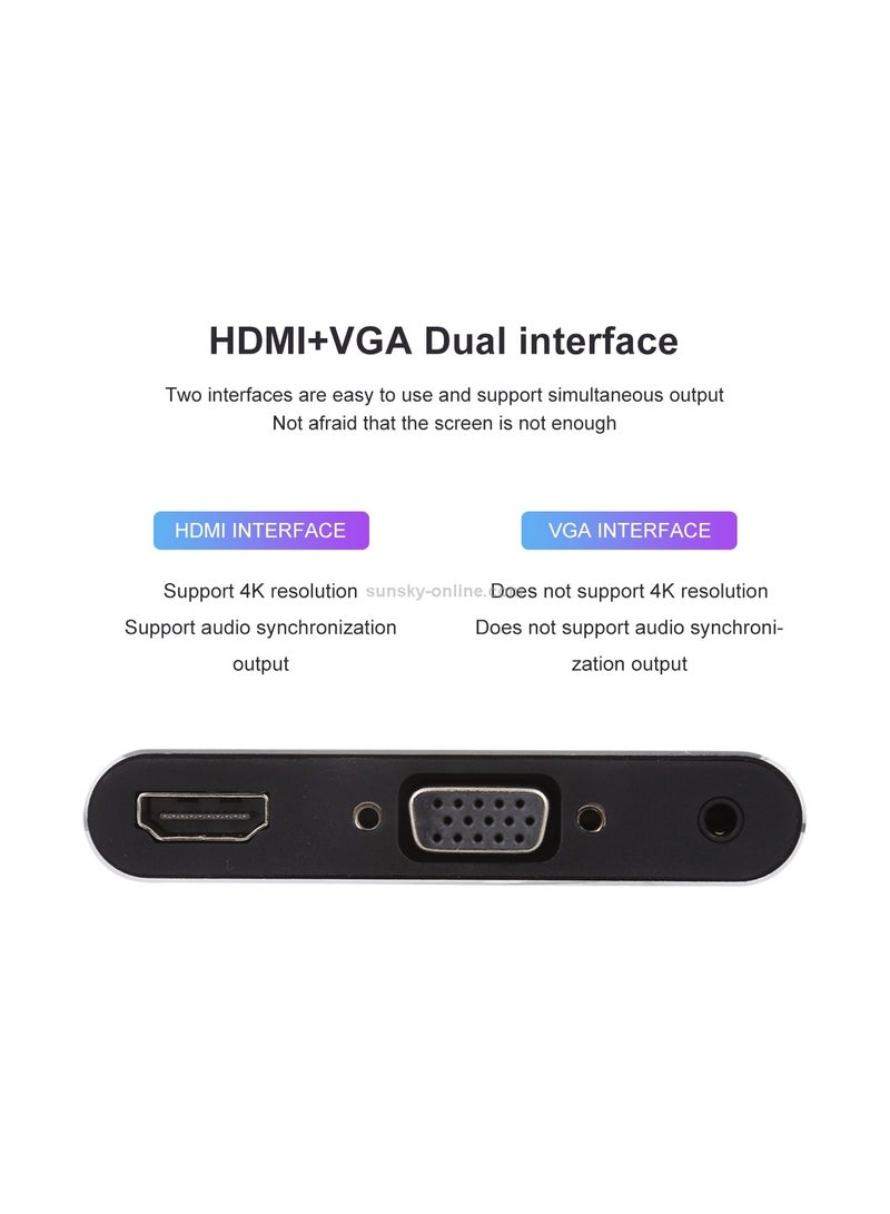3-in-1 8 Pin + Micro USB + Type-C to AV + HDMI + VGA 15 Pin HD Audio Adapter Converter  - Image 3