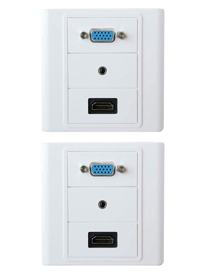 Taimi Pack Of 2 ELECTRO HDMI/VGA/AUX Multimedia Modular Wall Socket Face Plate Socket Plug Jack Cable or Adapter for Home/Office. (HDMI/VGA/AUX)  - Image 1