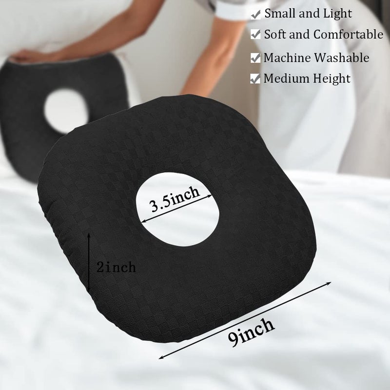 Wuronsa Ear Piercing Pillow for Side Sleepers with Ear Hole, Donut Pillow for Ear with Silky Pillowcase for CNH and Ear Pain Inflammation Pressure Sores Piercing, Ear Guard Pillow (Light Yellow) - Image 3