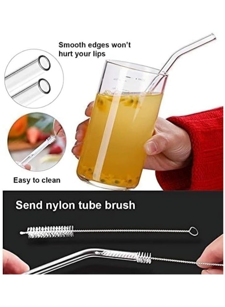 هابي هوم طقم من 7 قطع مكون من 6 قطع شاليمو زجاجي (3 مستقيمة و3 قابلة للانحناء) + 1 فرشاة تنظيف. شاليمو مقاوم للحرارة، شاليمو شفاف، شاليمو قابل لإعادة الاستخدام، قشة زجاجية شفافة، أنبوب شرب زجاجية. - Image 4