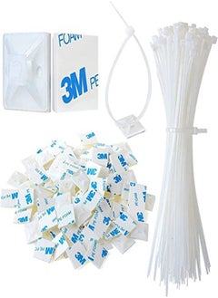 NIBEMINENT Cable Tie Mount,Strong Adhesive Mount,with Mounts Screw Hole Anchor Wire Base,for Clips Management Anchors Organizer Holders-600 PCS (white）  - Image 1