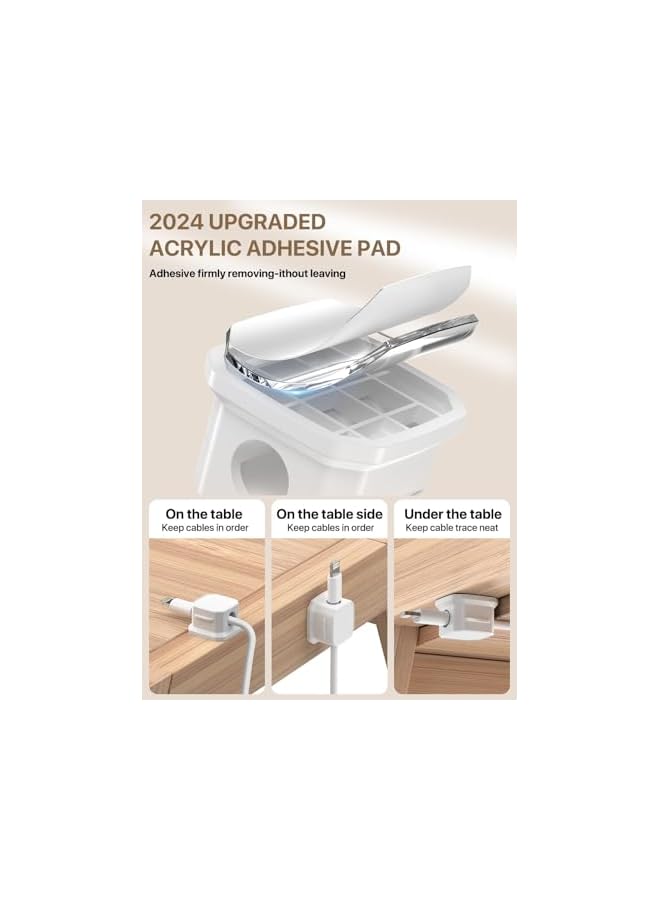 Green Tiger 12 Pack Magnetic Cable Clips Cord Holder, Under Desk Cable Management Adhesive Wire Holder Phone USB Charger Cable Organizer for Home Office Desk Car Wall Nightstand (White) - Image 3