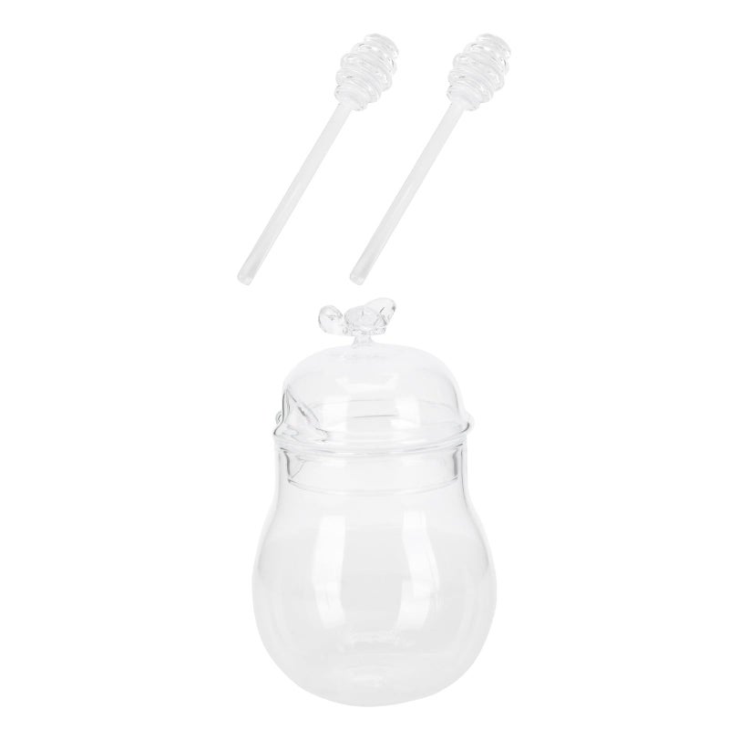Glass Honey Jar Set With Lid And 2 Stirring Bars 250ml Kitchen Storage Container - Image 2