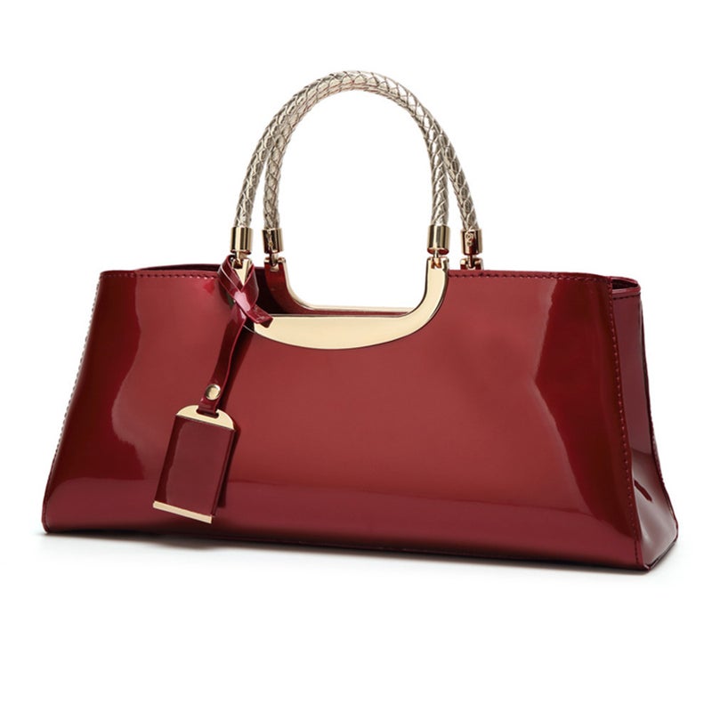 High-End New Patent Leather Women'S Bag, Glossy Hand-Held Wedding Bag, Bride'S Bag, Large Capacity, Fashionable Shoulder Banquet Bag - Image 2