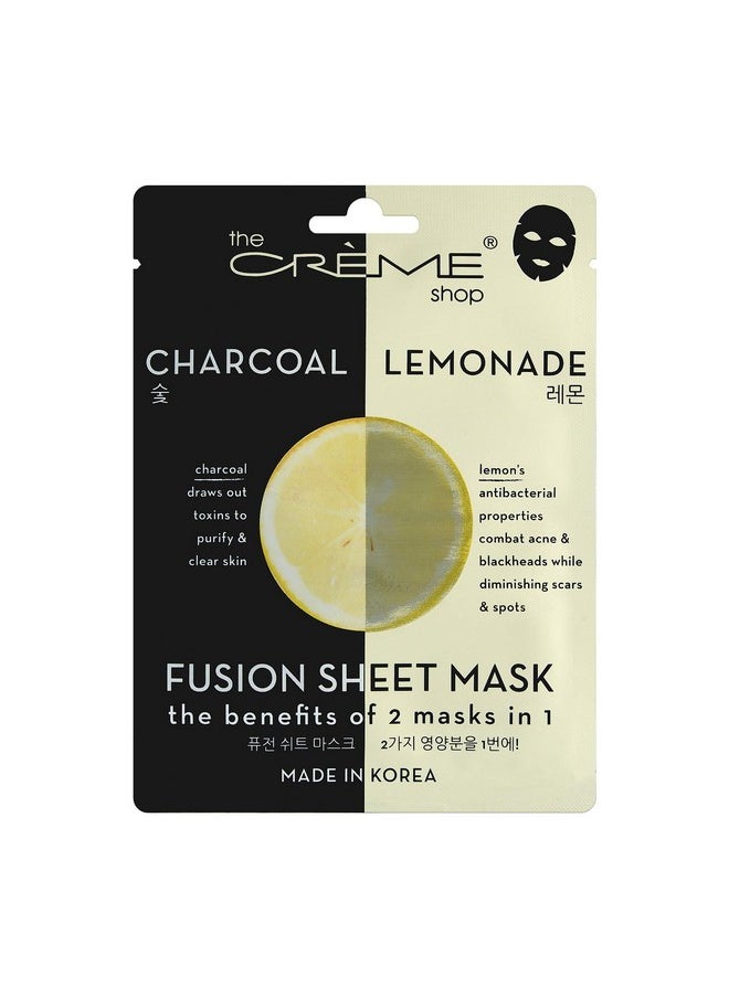 The Crème Shop - The Crème Shop - Fusion Face Masks, Korean Facial Skin Care and Moisturizer - Hyaluronic Acid Charcoal and Lemon for Hydrating, Blackhead Remover, Natural Beauty Essence (5 Pack) - Image 1