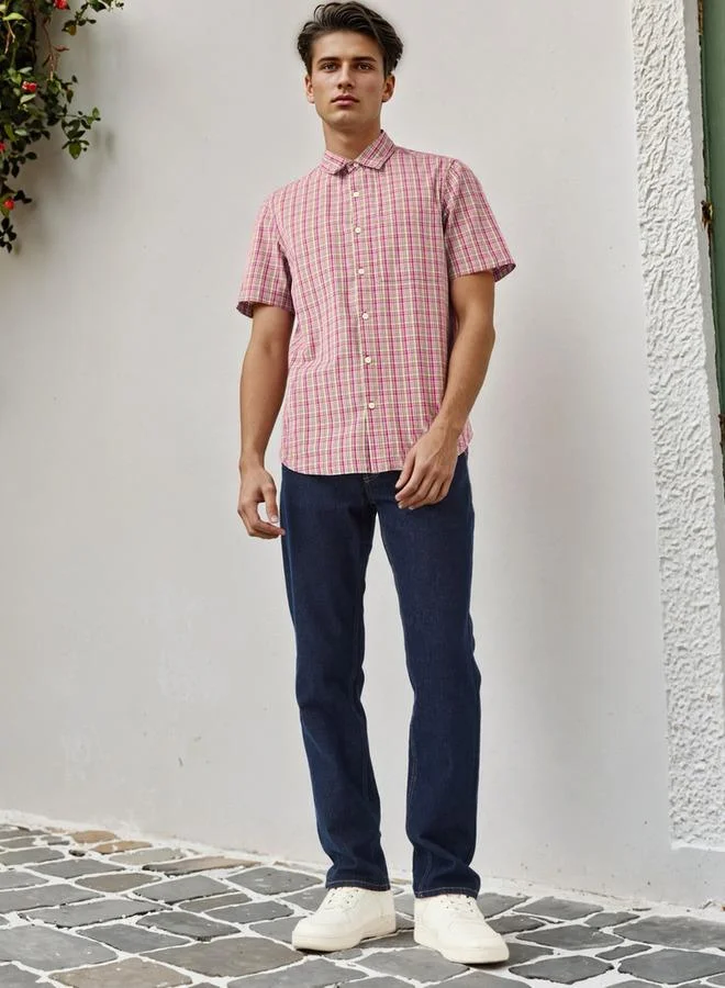 Lee Cooper Regular Fit Checked Collared Shirt