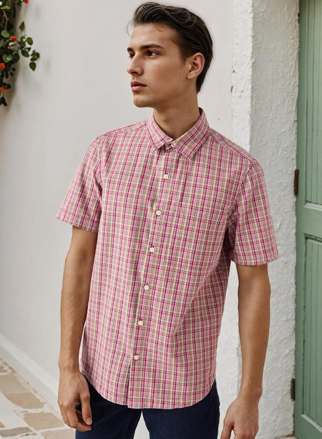 Lee Cooper Regular Fit Checked Collared Shirt