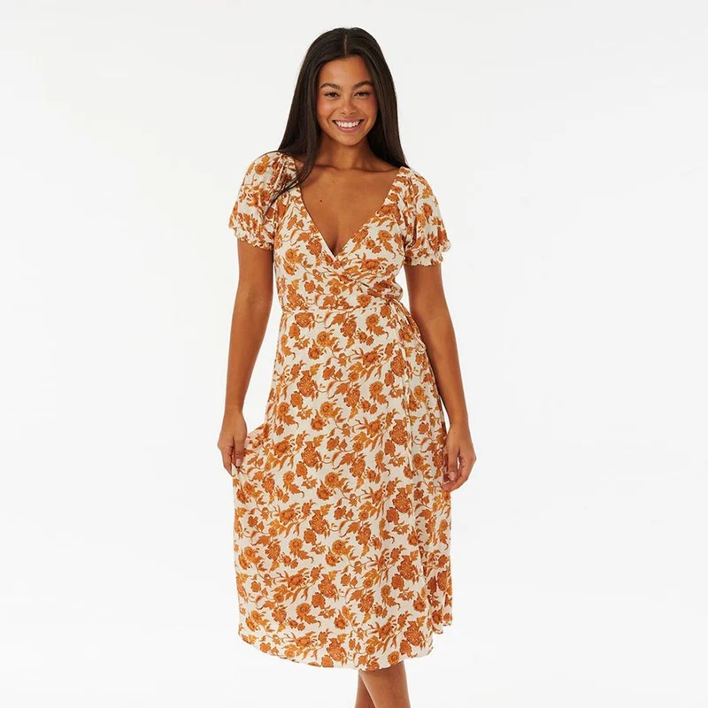 ريب كورل Oceans Together Wrap Dress In Shell - Women