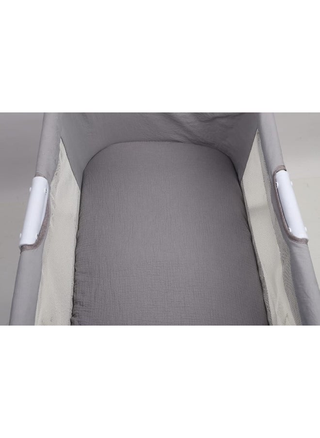 Onacosht Onacosht Muslin Bassinet Sheets 33" x 19" Compatible with Mika Micky, KoolaBaby (3 in 1), BabyBond, HARPPA and RICUTON Bedside Bassinet, 2 Pack for Baby Boy and Girl, Grey and Green  - Image 5
