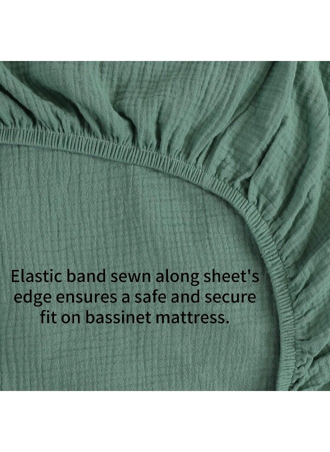 Onacosht Onacosht Muslin Bassinet Sheets 33" x 19" Compatible with Mika Micky, KoolaBaby (3 in 1), BabyBond, HARPPA and RICUTON Bedside Bassinet, 2 Pack for Baby Boy and Girl, Grey and Green  - Image 4