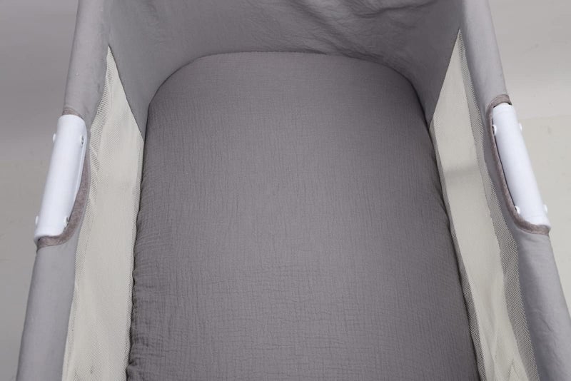 Onacosht Muslin Bassinet Sheets 33" x 19" Compatible with Mika Micky, KoolaBaby (3 in 1), BabyBond, HARPPA and RICUTON Bedside Bassinet, 2 Pack for Baby Boy and Girl, Grey and Green - Image 5