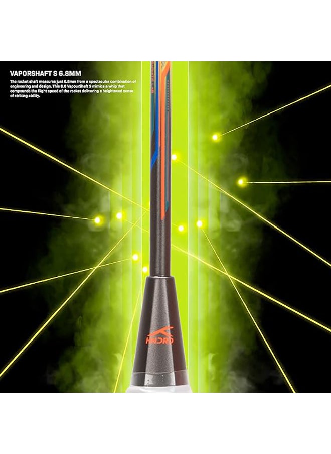 HUNDRED - N-ERGY 80 Carbon Fibre Strung Badminton Racket with Full Racket Cover (Lime/Dark Grey) | For Intermediate Players | 80 grams | Maximum String Tension - 32lbs - Image 1