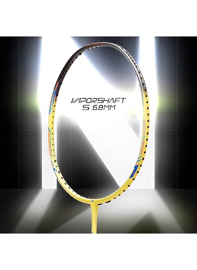 HUNDRED - N-ERGY 80 Carbon Fibre Strung Badminton Racket with Full Racket Cover (Lime/Dark Grey) | For Intermediate Players | 80 grams | Maximum String Tension - 32lbs - Image 1