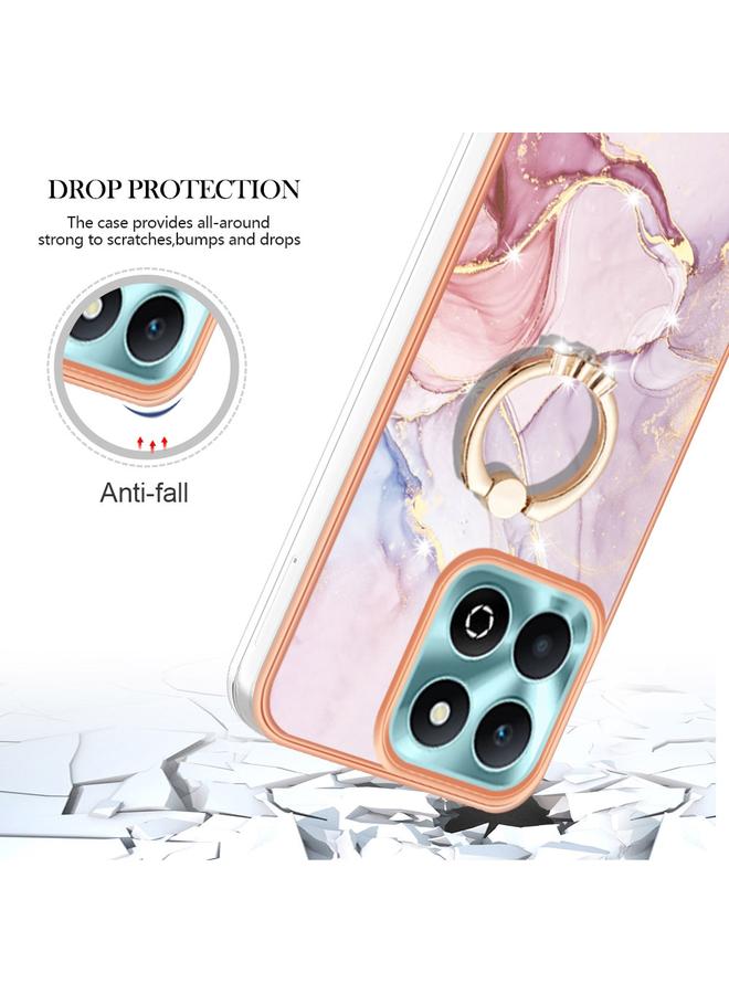 اس-توب جراب لهاتف Honor X6b مصنوع من مادة TPU IMD رخامية مطلية بالكهرباء مع حامل حلقي - Image 4