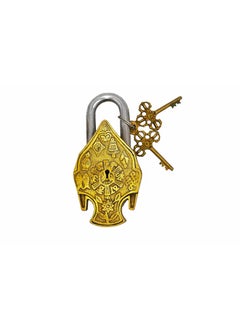 natham Natham Hard Brass Functonal Gautam BhuddhBhuddha Antique Handcrafted LockPadlock 4 x 12 x 4 Cm Weight 400 Gram for Security with 2 Keys  - Image 3