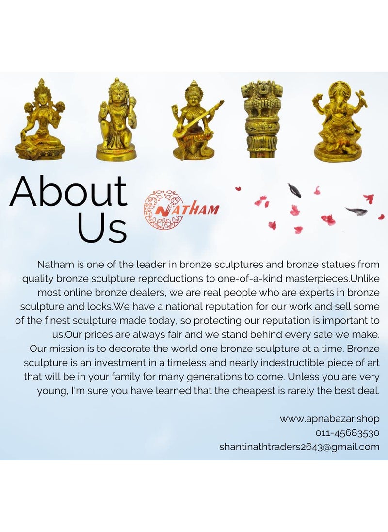 natham Natham Hard Brass Functonal Gautam BhuddhBhuddha Antique Handcrafted LockPadlock 4 x 12 x 4 Cm Weight 400 Gram for Security with 2 Keys  - Image 4