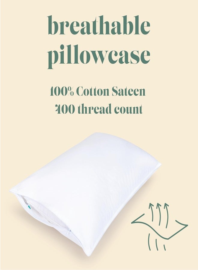 ComfyDown Pillowcase for King Size Pillow - 2 Pack - Breathable, 100% Cotton, 400-Thread Count, Zipper Closure - Made in USA (King) - Image 2