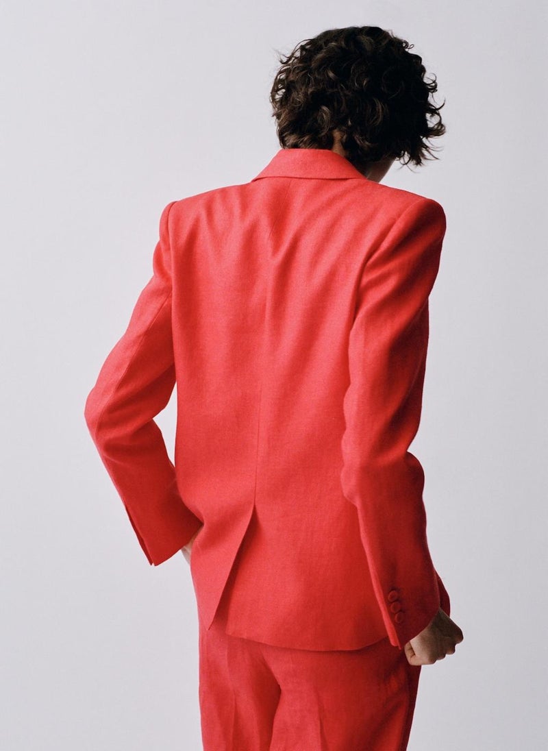 MANGO Double-Breasted Linen Suit Jacket  - Image 2