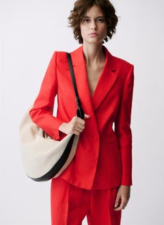 MANGO Double-Breasted Linen Suit Jacket  - Image 1