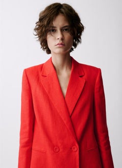 MANGO Double-Breasted Linen Suit Jacket  - Image 4