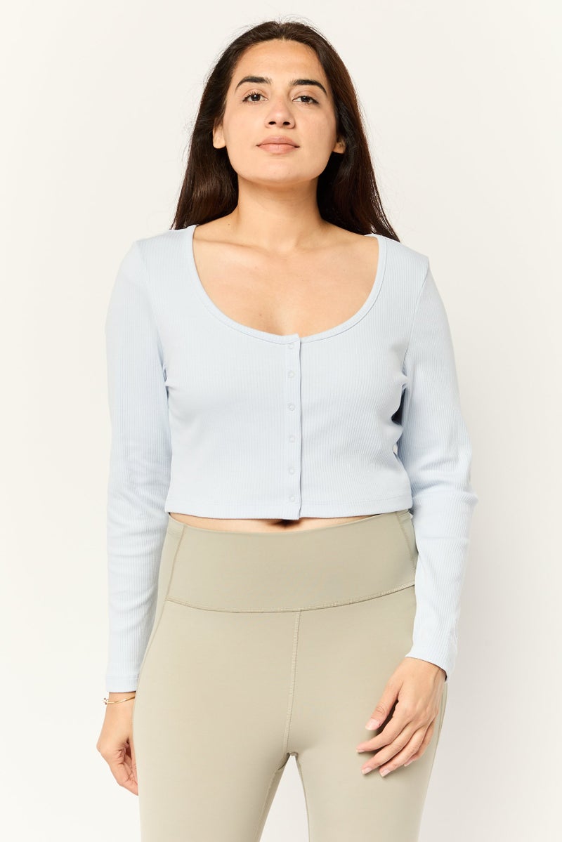 PUMA ملابس رياضية نسائية بأكمام طويلة مناسبة، أزرق فاتح - Image 1