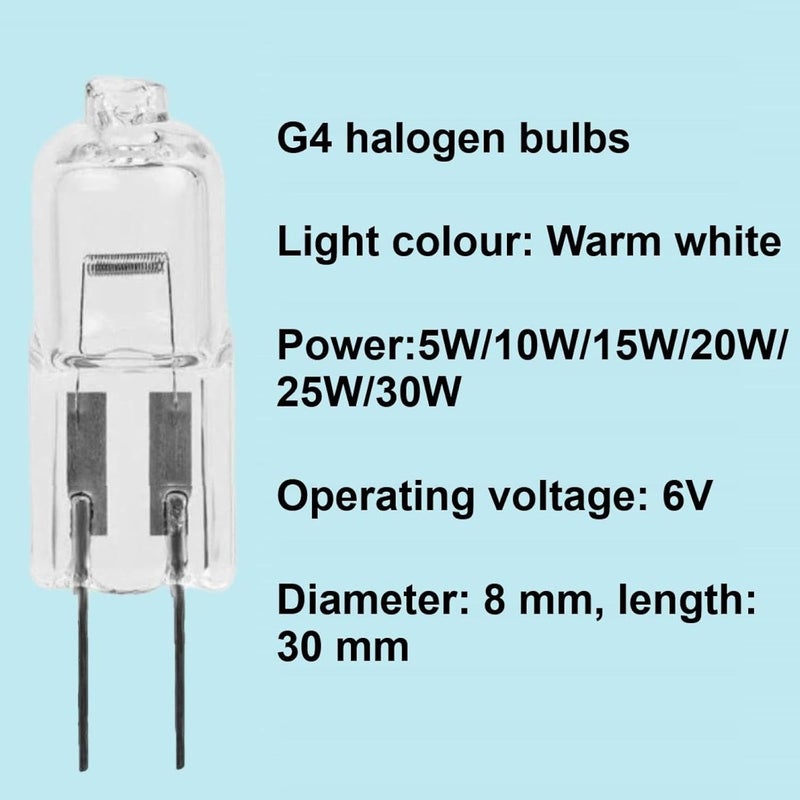 G4 Halogen Bulb Warm White Light for Projectors, Microscopes & Lamps - Plug 5PCS 6V 30W - Image 3