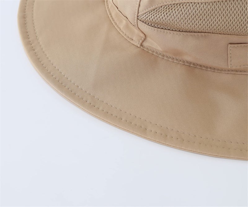 Connectyle Menâ€™s Outdoor Mesh Boonie Sun Hat Summer Wide Brim UV Protection Fishing Hat Safari Cap Khaki - Image 4