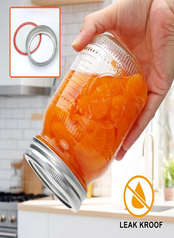 Encheng Regular Mouth Mason Jars 16 oz with Lids,Pint Canning Jars with Metal Lids and Bands for Jelly, Jam, Candy, Pickles, Preserving,Fermenting,DIY Crafts,2 Pack - Two Types of Lid Included - Image 3