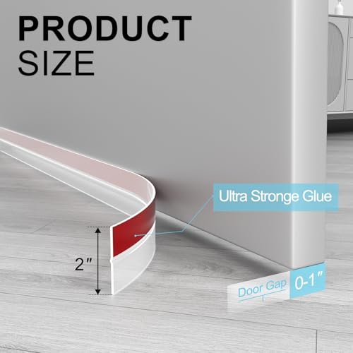 Elvone Heavy-Duty 20 ft x 2 in Weather Stripping, Extra Thick 2mm Door Draft Stopper Silicone Seal Strip for House and Glass Shower Doors for Collision and Side Gaps of Door and Windows, Clear - Image 2