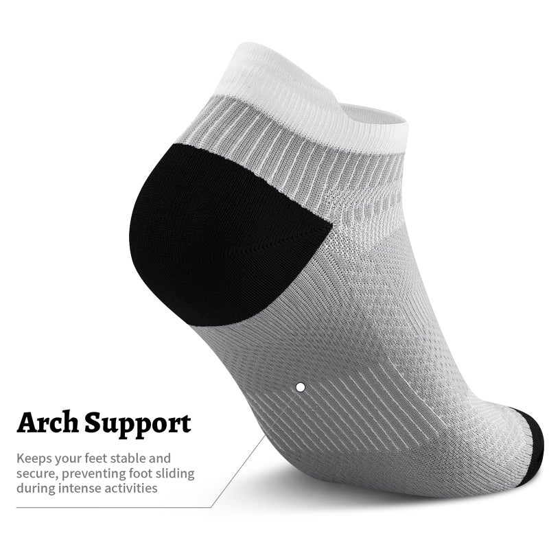 PAPLUS No Show Compression Socks for Men and Women (6 Pairs), Low Cut Running Ankle Socks with Arch Support for Plantar Fasciitis, Cyling, Athletic, Flight, Travel, Nurses. Gray S/M - Image 5