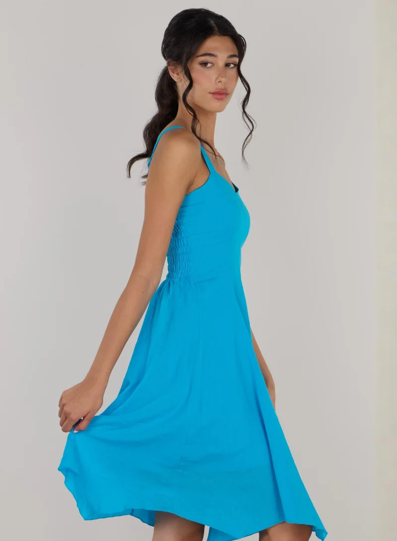 Just Nature bright blue Eva fit & flare short dress for Women | Best Price UAE