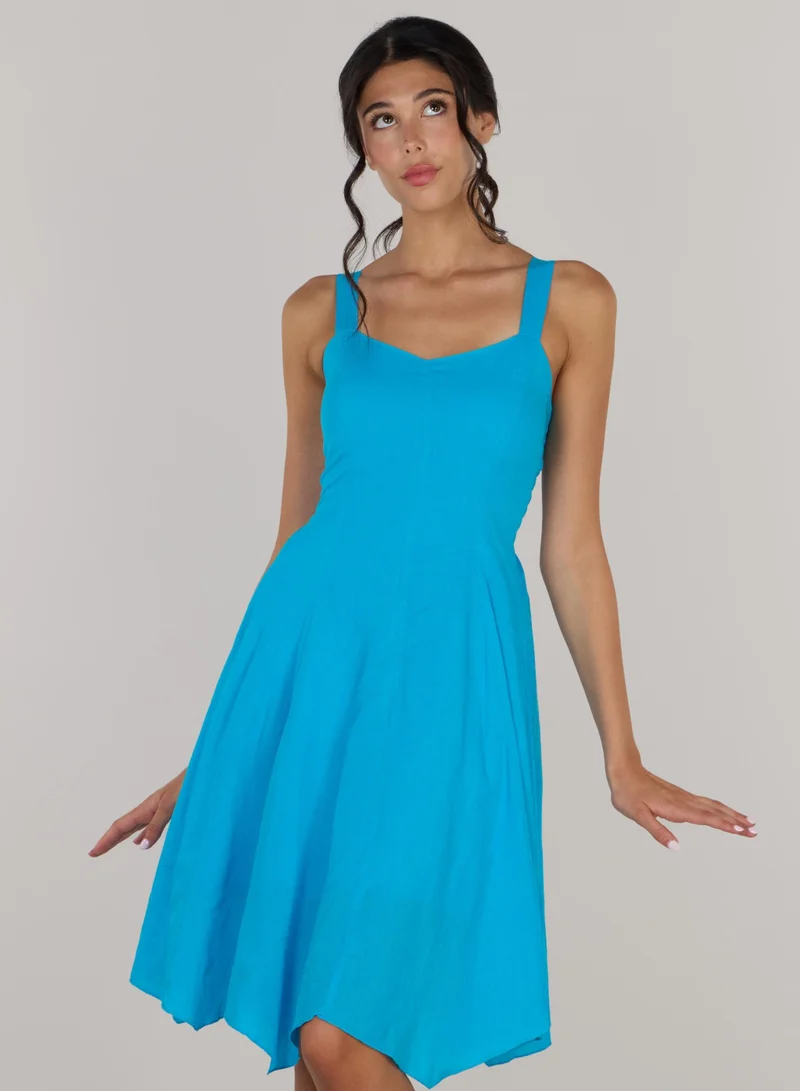Just Nature bright blue Eva fit & flare short dress for Women | Best Price UAE