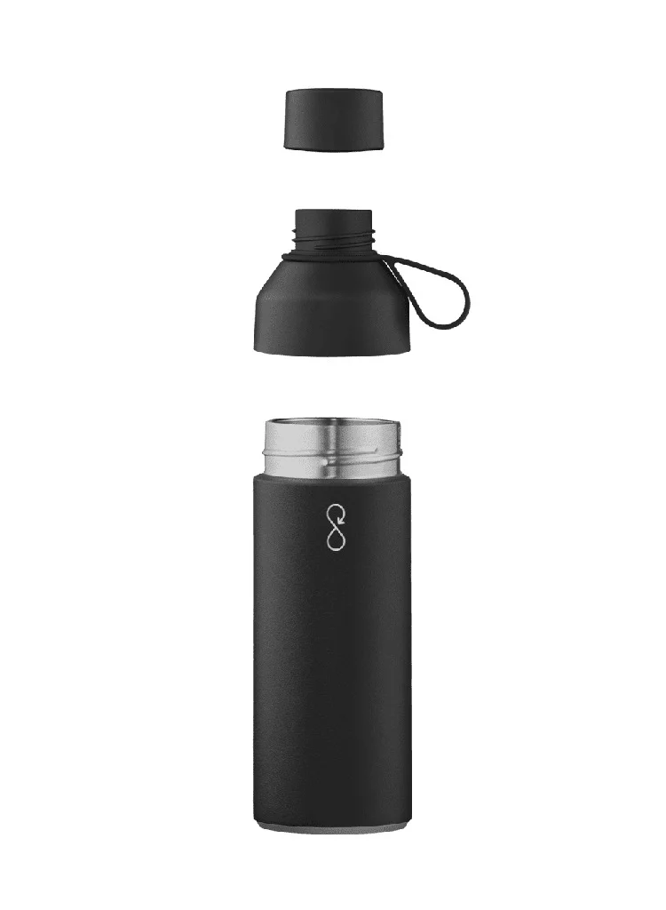 Ocean Bottle Eco-Friendly Stainless Steel Reusable Water Bottle Leakproof BPA Free Dishwasher Safe Double Wall Vacuum Insulated Thermos Flask - Black (500 Ml)
