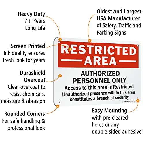 SmartSign - S-7368-AL-10 "Restricted Area - Authorized Personnel Only" Sign | 7" x 10" Aluminum - Image 4