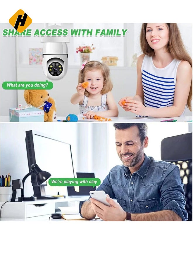 HuHa - 360 Degree Security Cameras Wireless Outdoor, 2.4GHz & 5G WiFi Light Bulb Camera, 1080p Wireless Cameras for Home Security, Indoor Security Camera System, Motion Detection - Image 1
