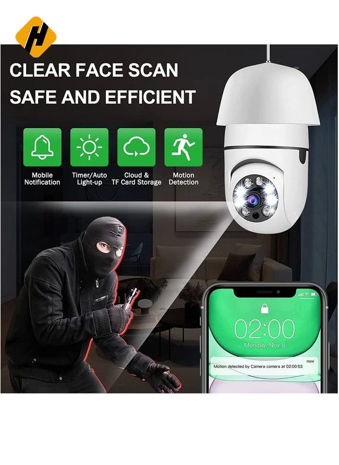 HuHa - 360 Degree Security Cameras Wireless Outdoor, 2.4GHz & 5G WiFi Light Bulb Camera, 1080p Wireless Cameras for Home Security, Indoor Security Camera System, Motion Detection - Image 1