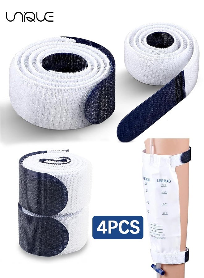 Unique 4 Pcs Leg Bag Straps 23.6'' x 1'' Urine Drainage Bag Strap with Soft Elastic Fabric Comfortable Silicone Grips for Men Women Urine Tube Fix Device Supplies - Image 1