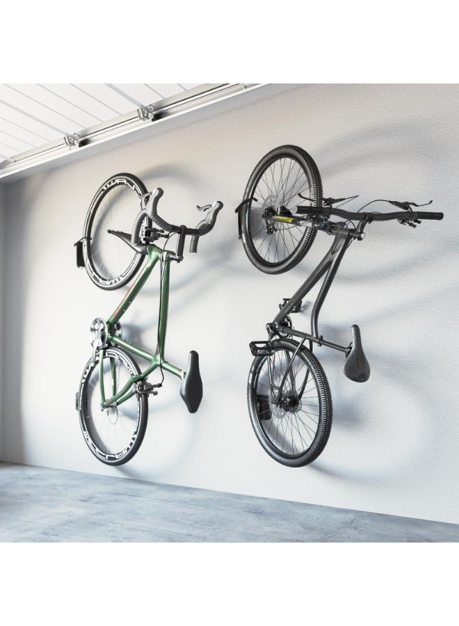 Bike Wall Mount Swivel Bike Hangers for Garage, Space Saving Vertical Bike Rack, Heavy Duty Bike Storage Rack Holds up to 30kg, Easy to Install - Image 2