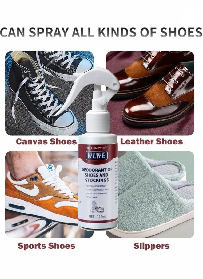 WILLIAM WEIR - Deodorant Of Shoes And Stockings 120ml,Foot Care Shoe Odor Eliminator Deodorizer Spray and Removes Bad Smells of Boots Heels Tennis Shoe Cleats Sneakers Ballet Shoe Sports Shoes and More - Image 1